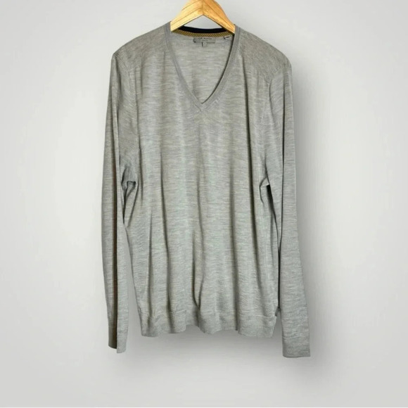 Ted Baker 100% Merino Wool V Neck Sweater Size 3XL Long Sleeve Pullover Gray - Picture 5 of 7